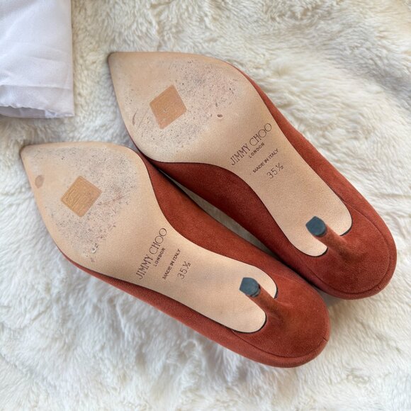 Jimmy Choo Romy 85 Coral Suede Pointed Pumps Size 35.5 - Picture 5 of 6